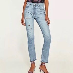 Zara High Rise Straight Opened Hem Jean NWT
